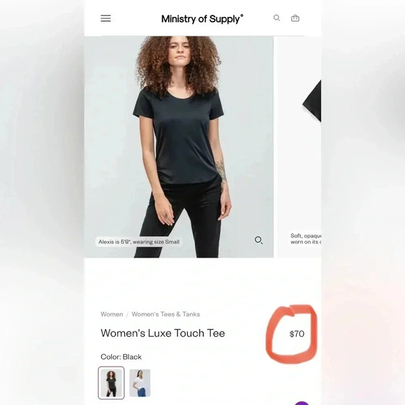 NWT Ministry of Supply Women's Luxe Touch Tee Shirt Black Comfort Stretch XS/S - Picture 11 of 12